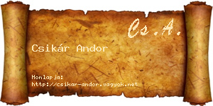 Csikár Andor névjegykártya